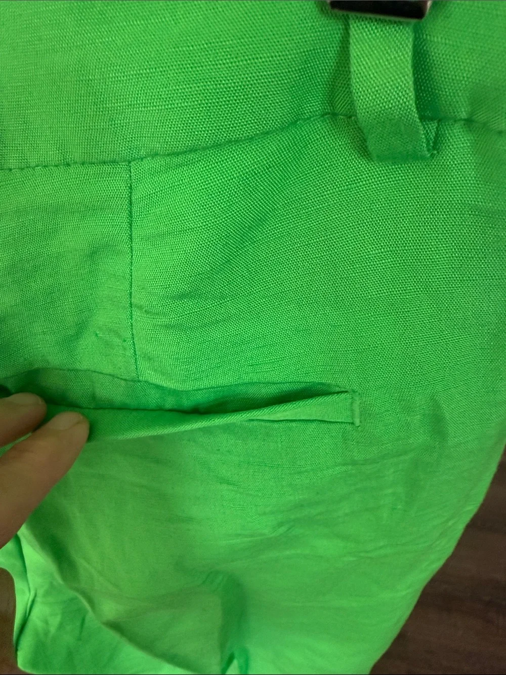 H&M NWT Green Linen-Blend Wide Leg Pants 6